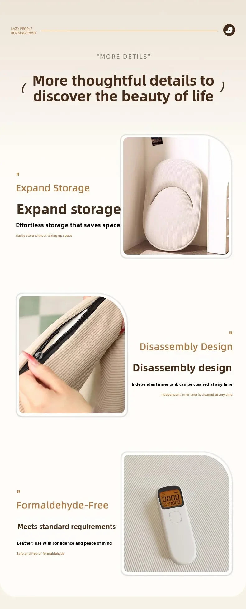 Lazy sofa, seat cushion, backrest bay window, balcony seat, floor reading stool, single foldable back chair