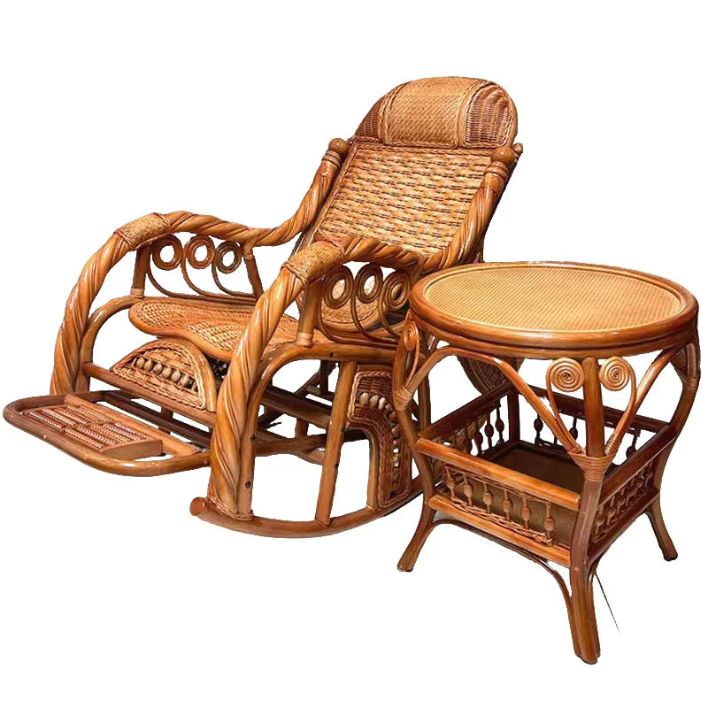 Balcony Siesta Elderly Natural Rattan Chair Rocking Chair Leisure Easy Chair Household