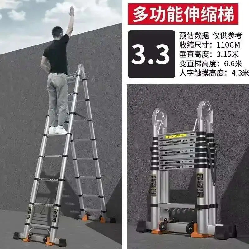 Alloy Telescopic Step Ladder Multi-functional Lifting Engineering Stairs Thickened Herringbone Ladders Folding Stairs