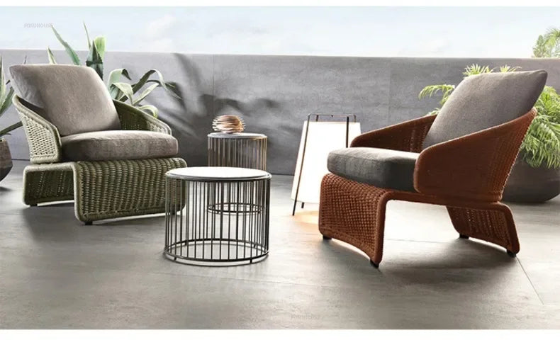 Nordic Rattan Garden Sofas for Model Light Luxury Household Outdoor Furniture for Garden House Backrest Soft Bag Leisure Sofa