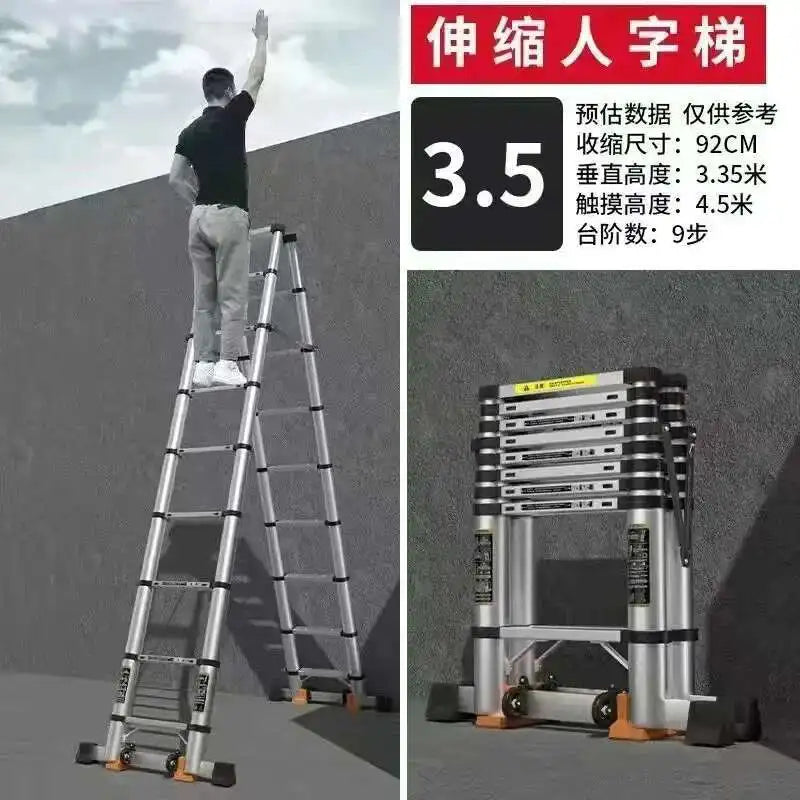 Alloy Telescopic Step Ladder Multi-functional Lifting Engineering Stairs Thickened Herringbone Ladders Folding Stairs