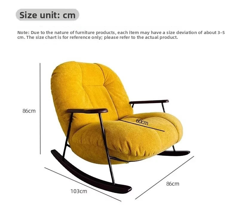 Rocking chair for living room and balcony single-seater sofa chair for small spaces fabric lazy sofa, reclining leisure chair