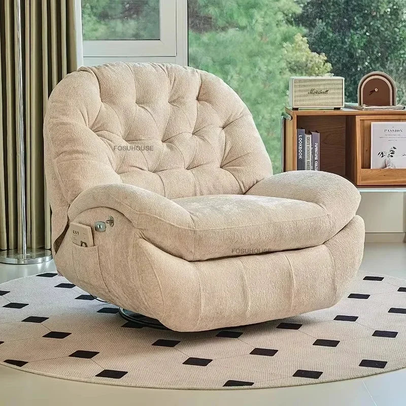 Modern Fabric Living Room Sofas Designer Living Room Furniture Leisure Lazy Sofa Bed Rocking Chair Nordic Home Rotating Recliner