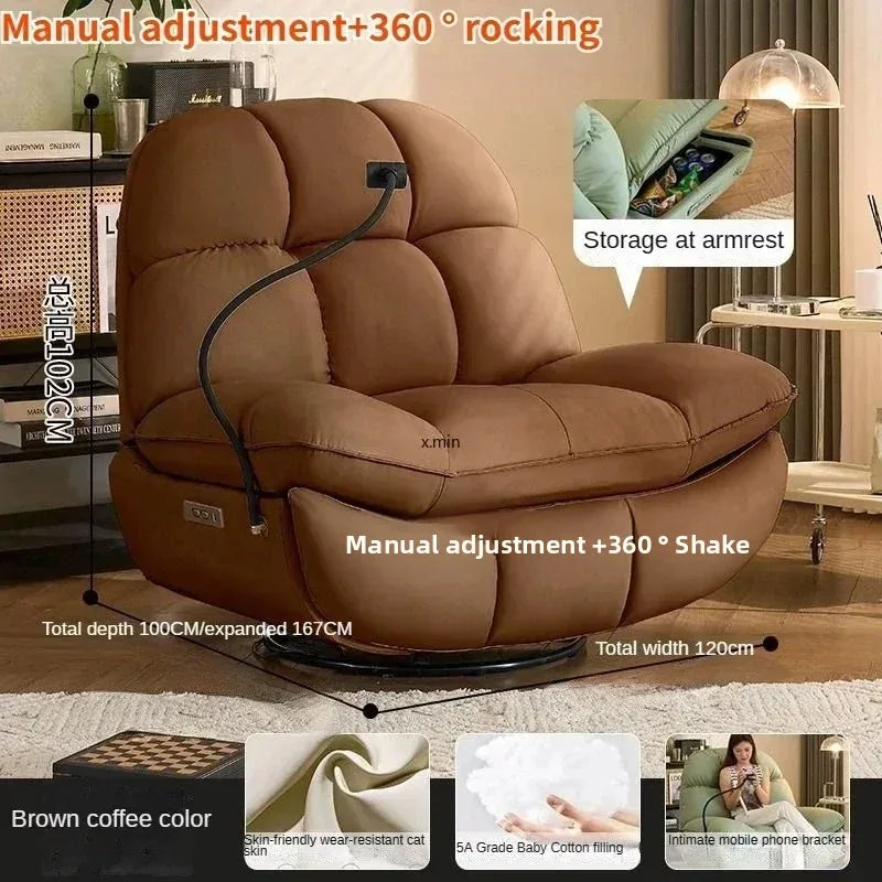 Smart Electric Lazy Sofa Recliner Single Leisure Chair with Sleep Function for Modern Living Room Lounge  Leather Sectional Sofa