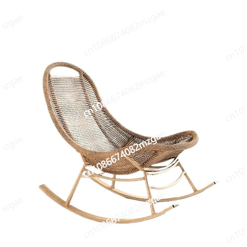 Rattan rocking chair outdoor balcony lounge chair leisure courtyard lazy sofa can lie and sleep outdoor single rattan chair