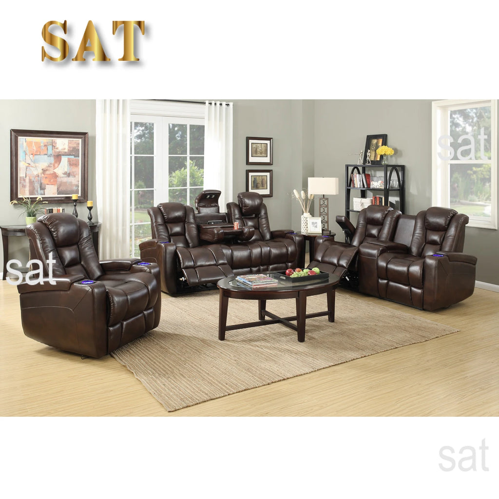 #Living Room Home Furniture Luxury Real Leather Sectional Power Electric Recliner Brown Leather Couch Sofa Sets 3 2 Modern