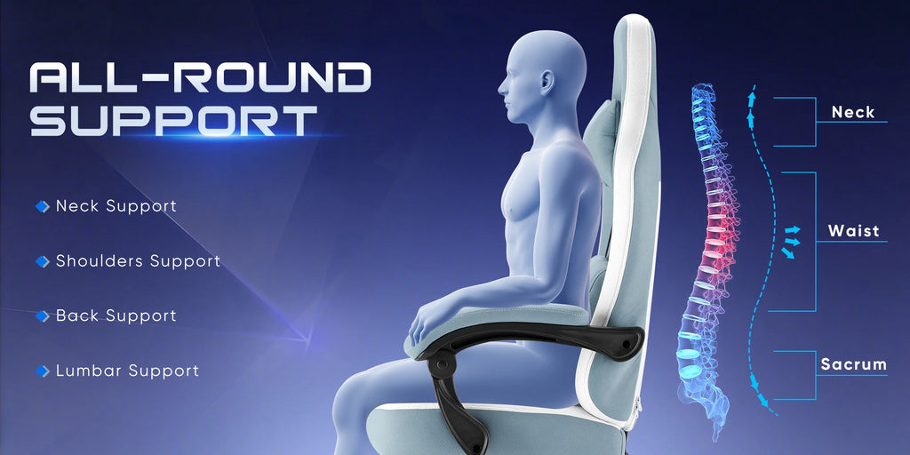 JHK Ergonomic Computer Gaming Chair Height Adjustable 360° Swivel with Headrest Lumbar Support Linkage Armrests For Office Home
