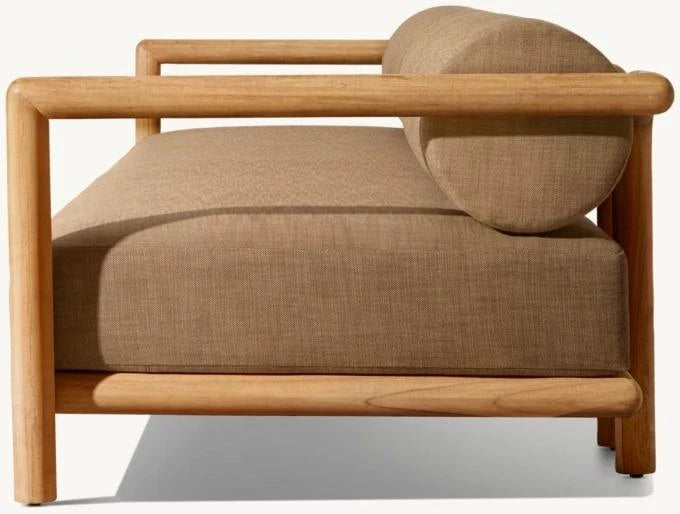 #New Design Round Leg Teak Wood Eco-Friendly Outdoor Sofa and Chairs Set with Thick Cushions for Garden/Courtyard/Park