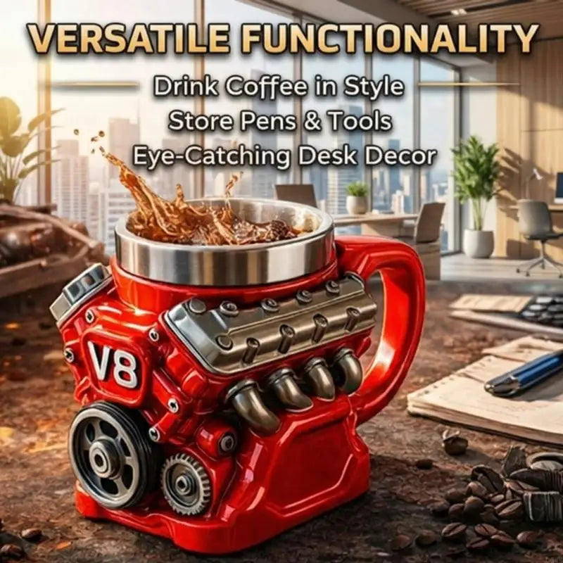 Unique Engine Molded Coffee Cup 11 Fluidounce for Hot Beverages Car Fan Present Rosin and Untarnished Substance Decorative Part