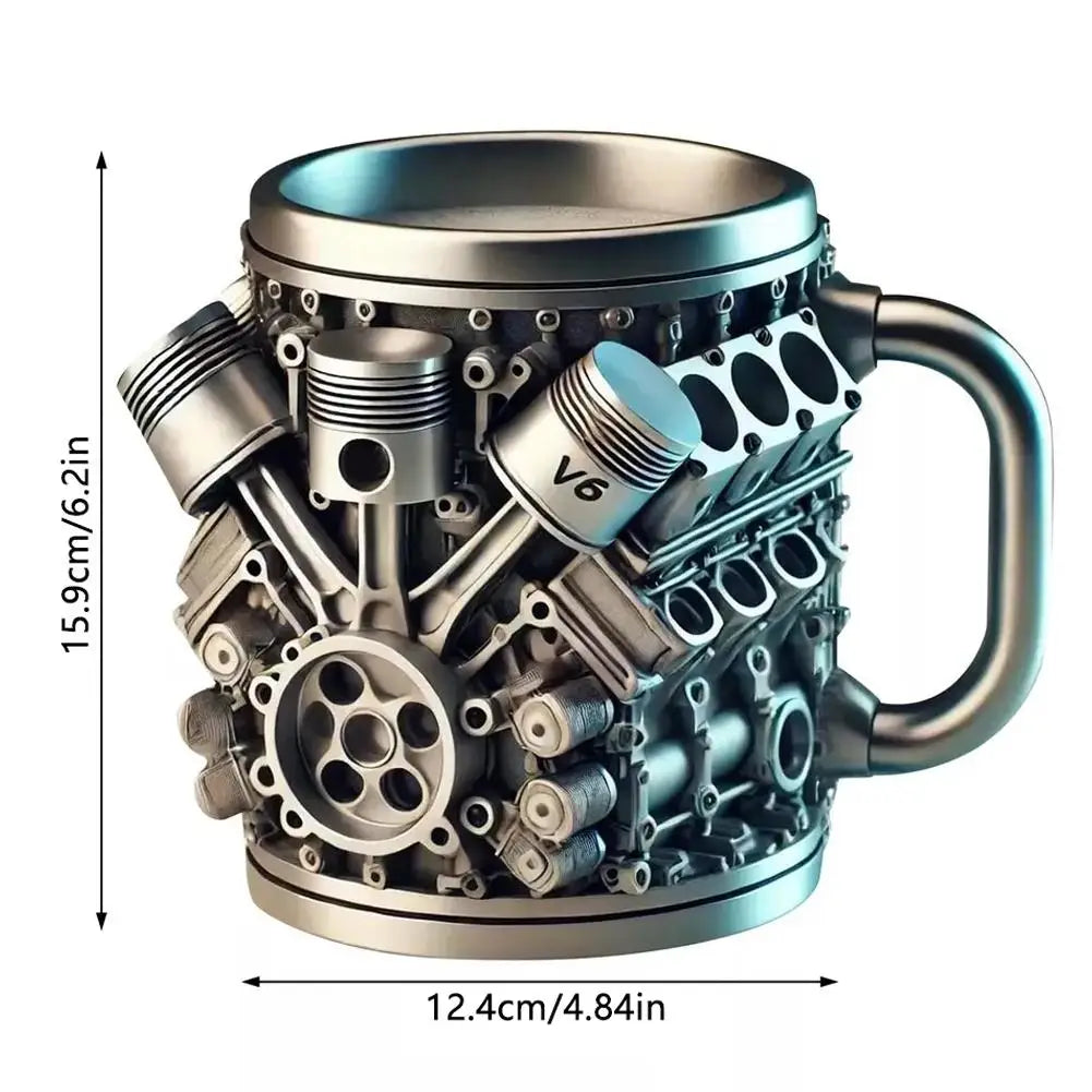 V8/V6 Engine Stainless Steel Cup 3D Piston Coffee Mug Barbecue Beer Stein Tea Cups Creative Mechanic Gifts For Car Lovers Men