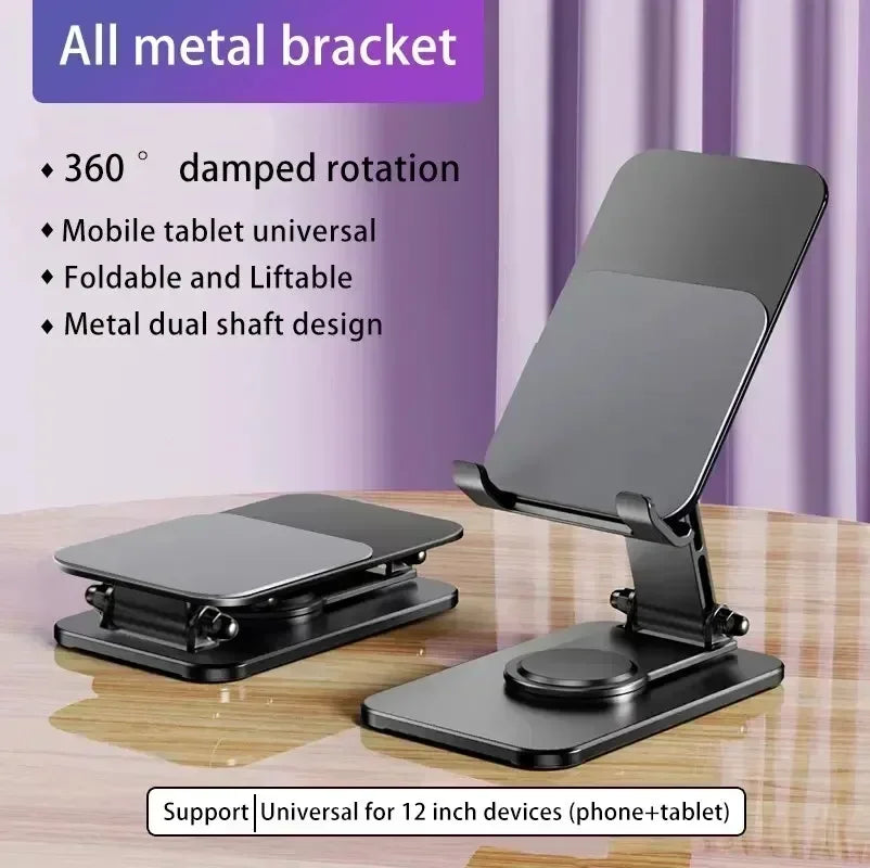 360° Rotation Metal Phone Holder Portable Foldable Desktop Tablet Stand For iPhone Samsung Xiaomi iPad Air Cellphone Bracket