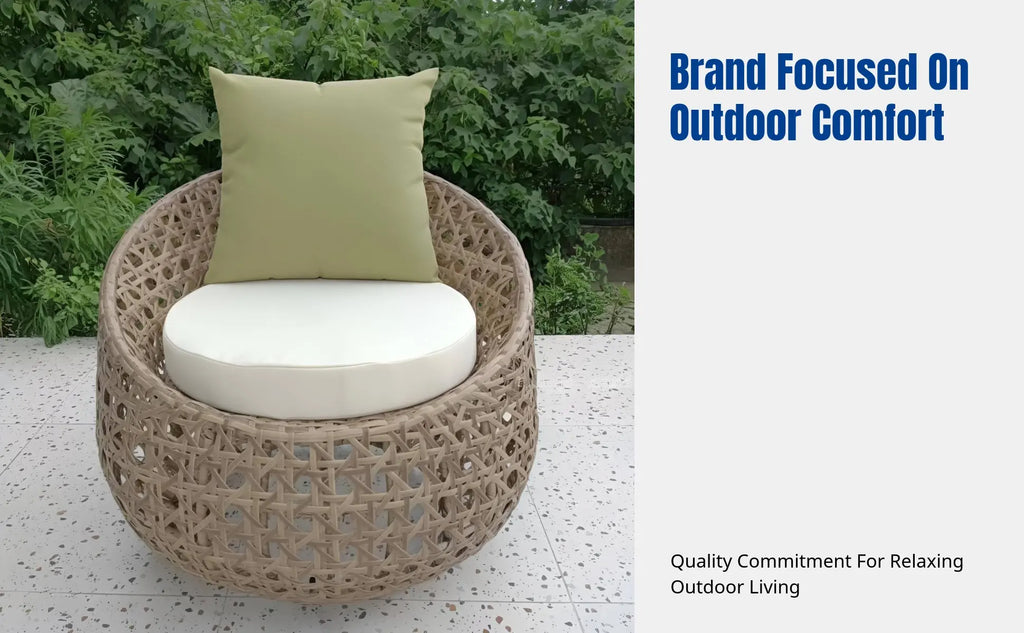 Rattan Chair Sofa Set, Outdoor Patio, Metal Frame, Thick Cushions, Relaxing Design