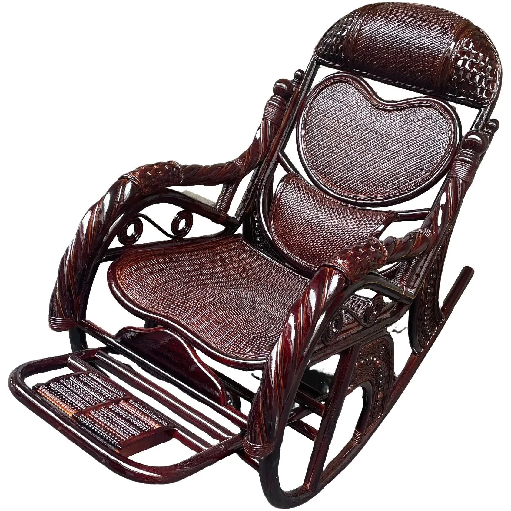 Balcony elderly rattan chair household large medium new Chinese real rattan recliner