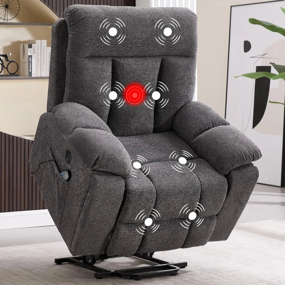 Massage Recliner Chair, Overstuffed Rocker Lazy Boy Chairs with Vibration&Gently Heat,Fabric Ergonomic Manual Nursery, Custom