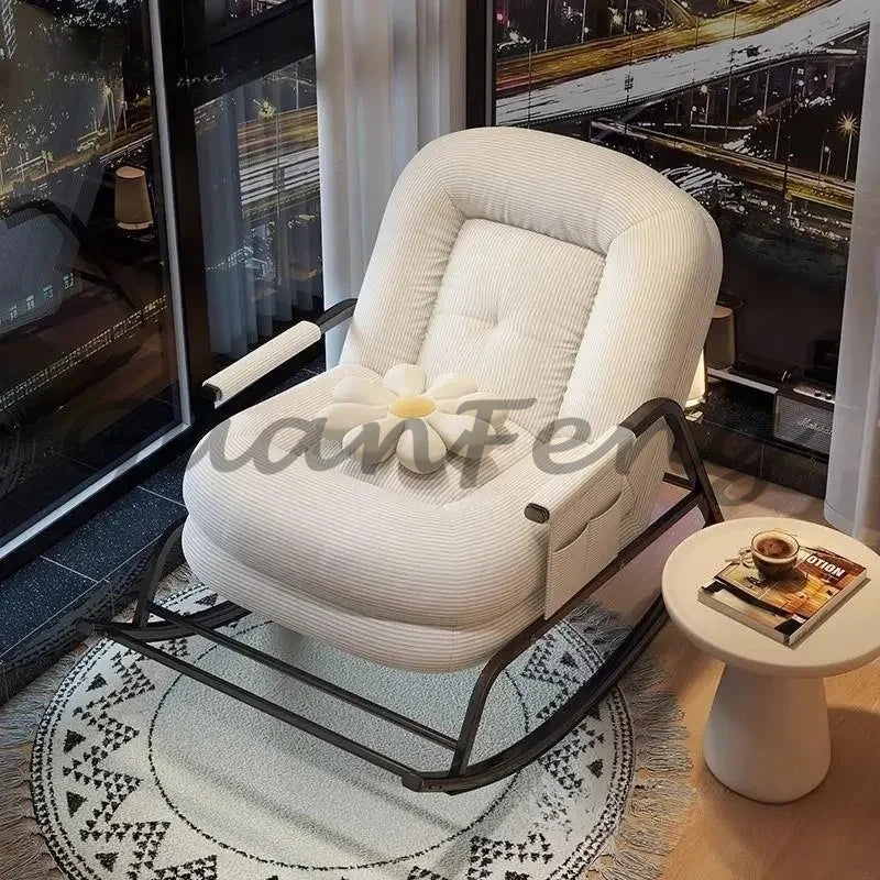 Household Single Rocking Chair Living Room Lazy Sofa Leisure Chair Single Balcony Leisure Sofa Adult Adult Reclining Chair