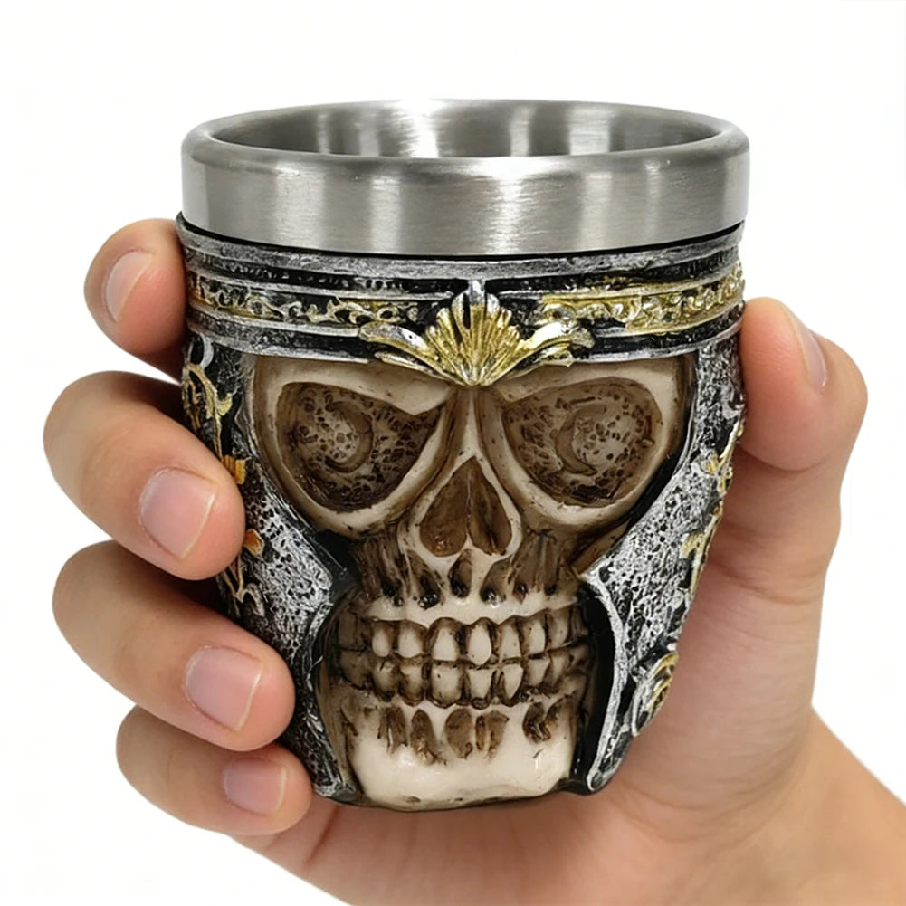 Beer Mug Stainless Steel Skull Mug Double Wall Drinking Mug Metal Insulated Gothic Design Coffee Beer Tankard Mug Halloween Gift