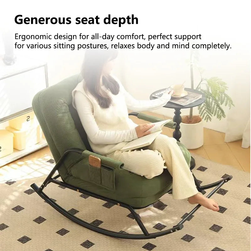 Modern Rocking Chair with Footrest Soft Lounge Chairs for Living Room Bedroom Adjustable Comfort Home Office Relaxing Armchair