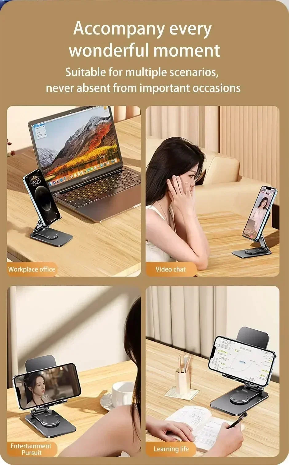 360° Rotation Metal Phone Holder Portable Foldable Desktop Tablet Stand For iPhone Samsung Xiaomi iPad Air Cellphone Bracket
