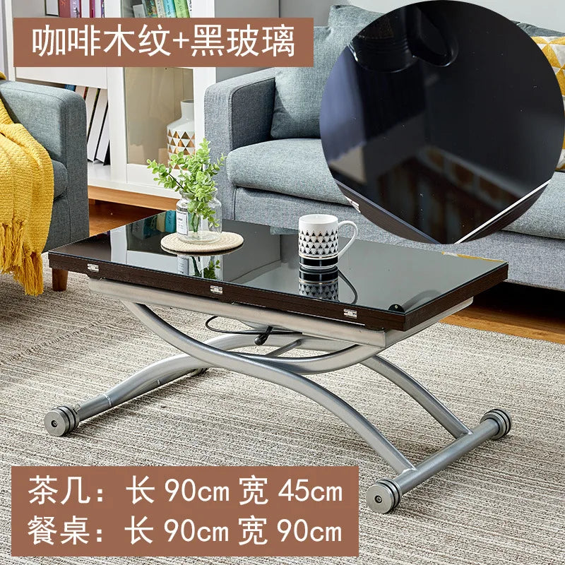 movable coffee table dining table integrated household small apartment folding lifting living room table dual-purpose movable