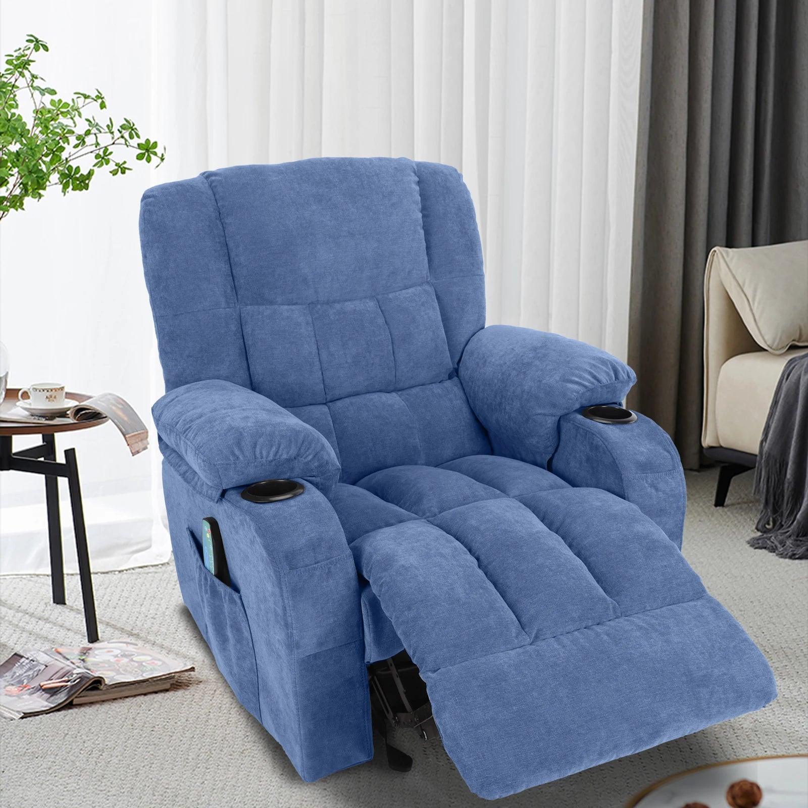 Power Level Recliner Chair with Massage and Heat ,Extended Footrest, Hand Remote Control