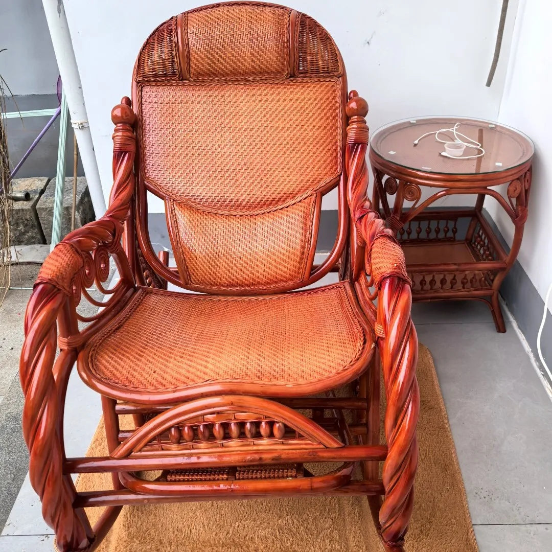 New Chinese style carefree courtyard lunch break with stretching massage pedal rocking chair