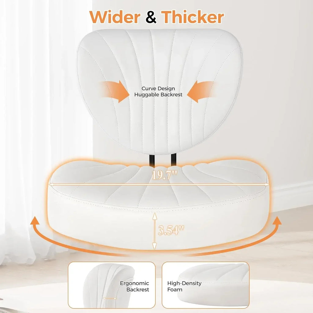 White Cross Legged Ergonomic Criss Cross Chair With Wheels 360 Swivel Height Adjustable Meditation Yoga ADHD Wide Kneeling Lumba