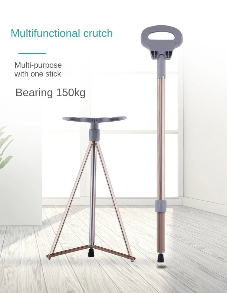 Portable Elderly Cane Stool Non-Slip Multifunctional Lightweight Chair Ideal for Outdoor Hiking and Mobility Support