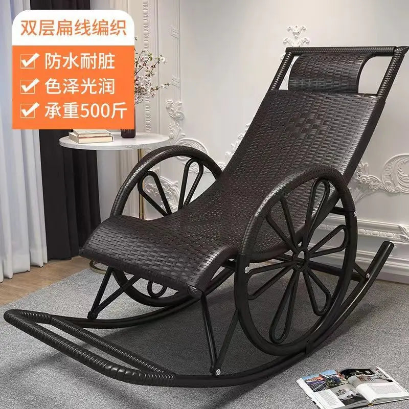 Rocking chair rattan chair adult nap recliner living room balcony lazy chair small rocking elderly leisure rocking