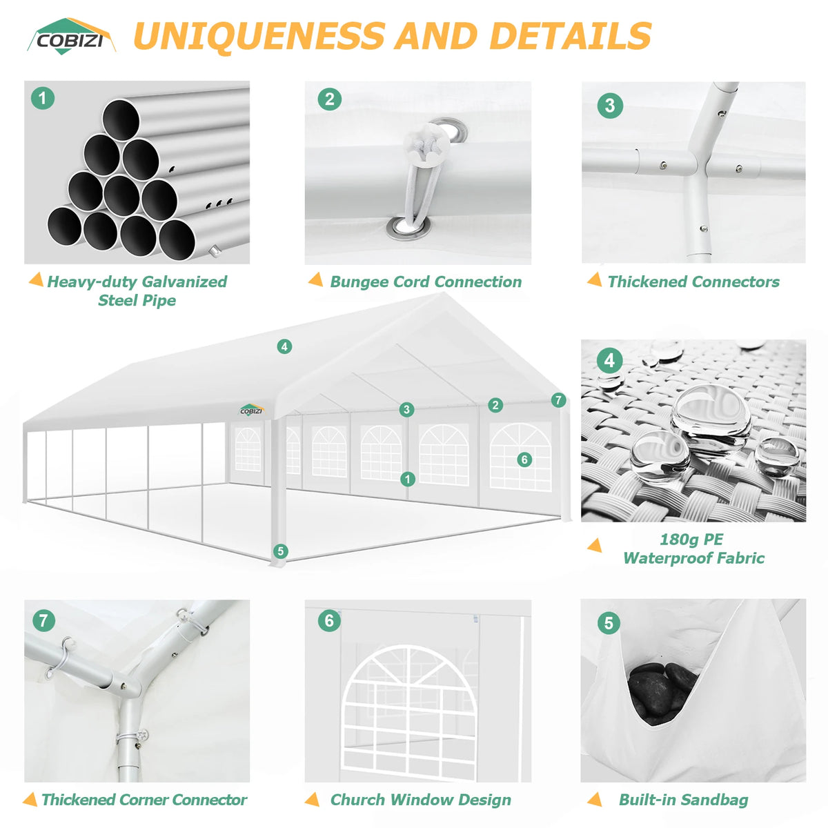 20×40FT Party Tent Heavy Duty, Wedding Tent, Event Tent for Parties, with 8 Removable Sidewalls,20×40FT Tent Carpas Para Fiestas