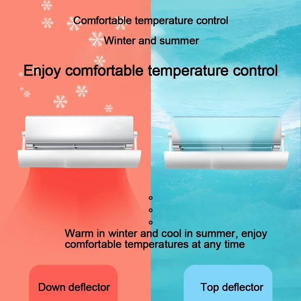 180° Adjustable Air-Conditioning Air Deflector Freely Retractable Between 58-104cm Hanging Anti-Direct Blowing Windshield New