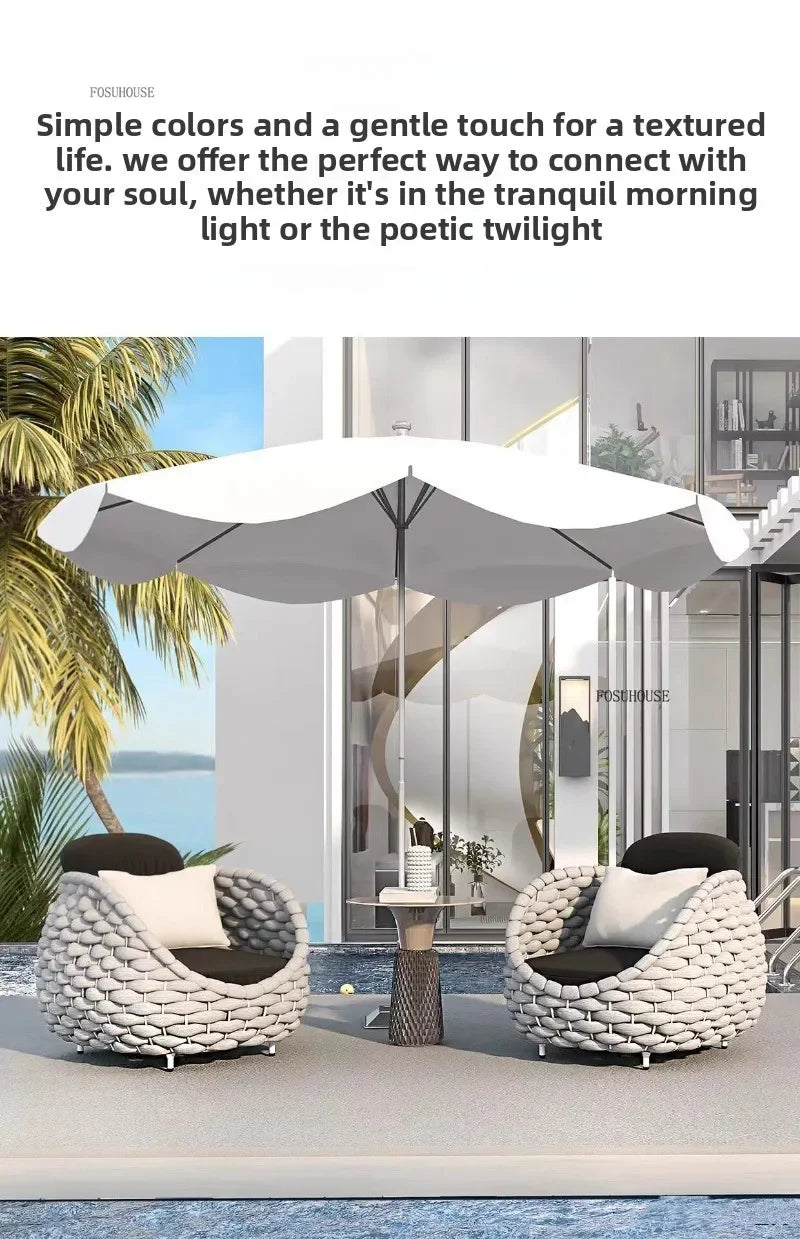 Aluminum Alloy Sofa Set Outdoor Modern Villa Courtyard Rope Weaving Garden Patio Furniture Weather Resistant Nordic Design