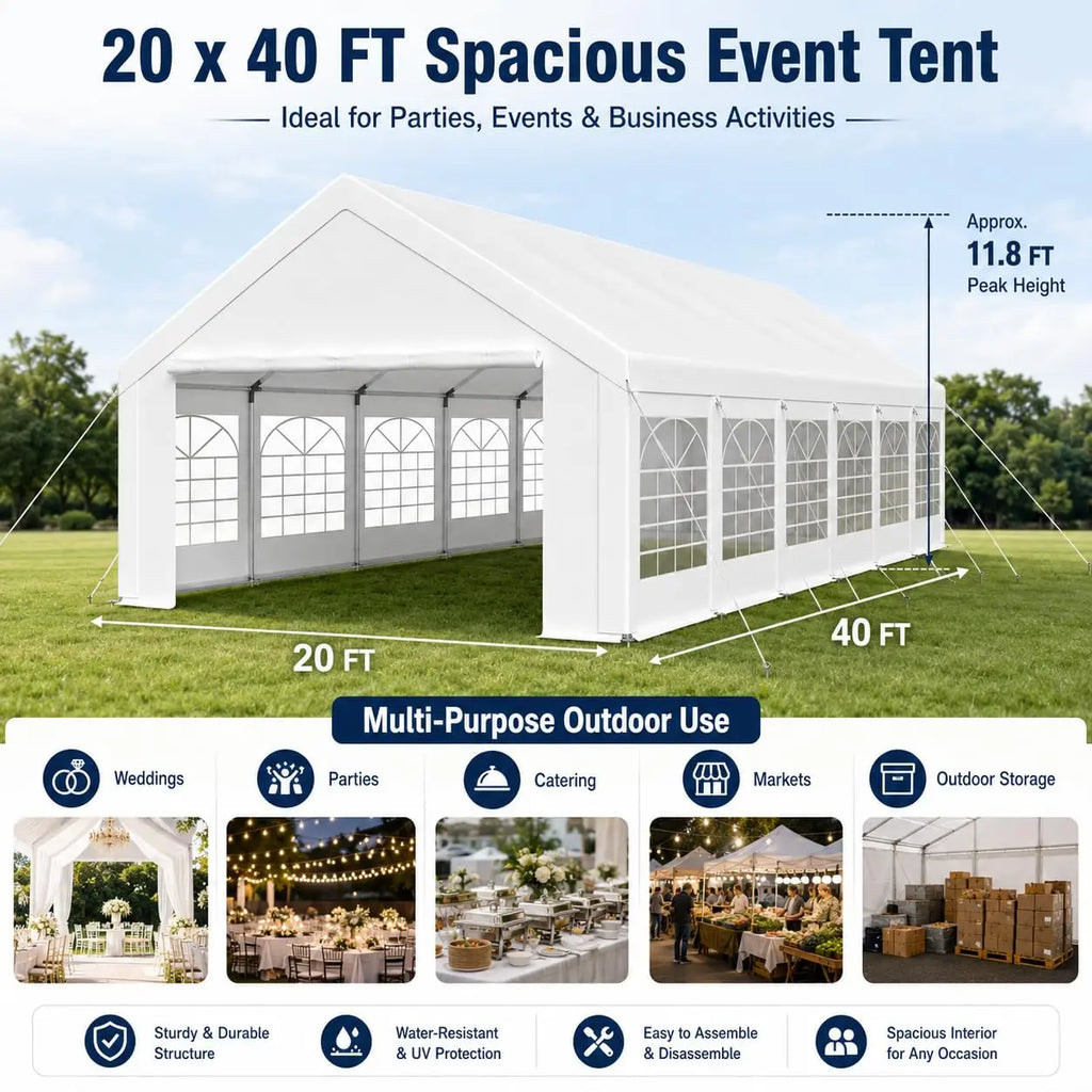 20x40 Fire Retardant Party Tent,Waterproof PVC for Weddings Events, Customized