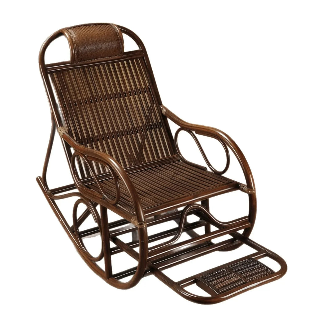DSA real rattan chair rocking chair recliner balcony home leisure rocking chair elderly living room courtyard rattan lazy