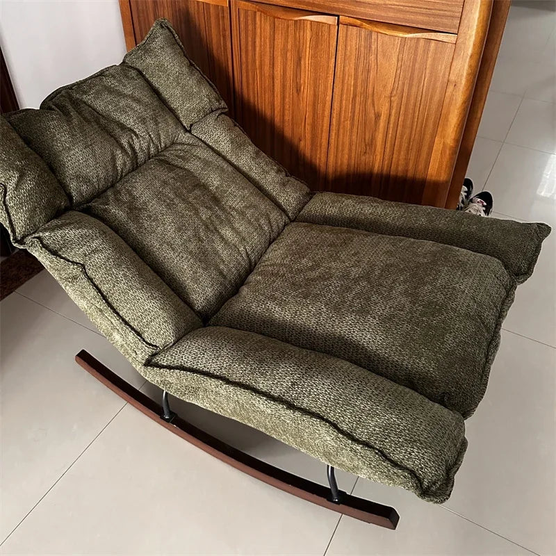 Space Saving Folding Rocking Chair Single Sofa Recliner Living Room Chair Balcony Home Leisure Nap Adjustable Cozy Lounge Chair
