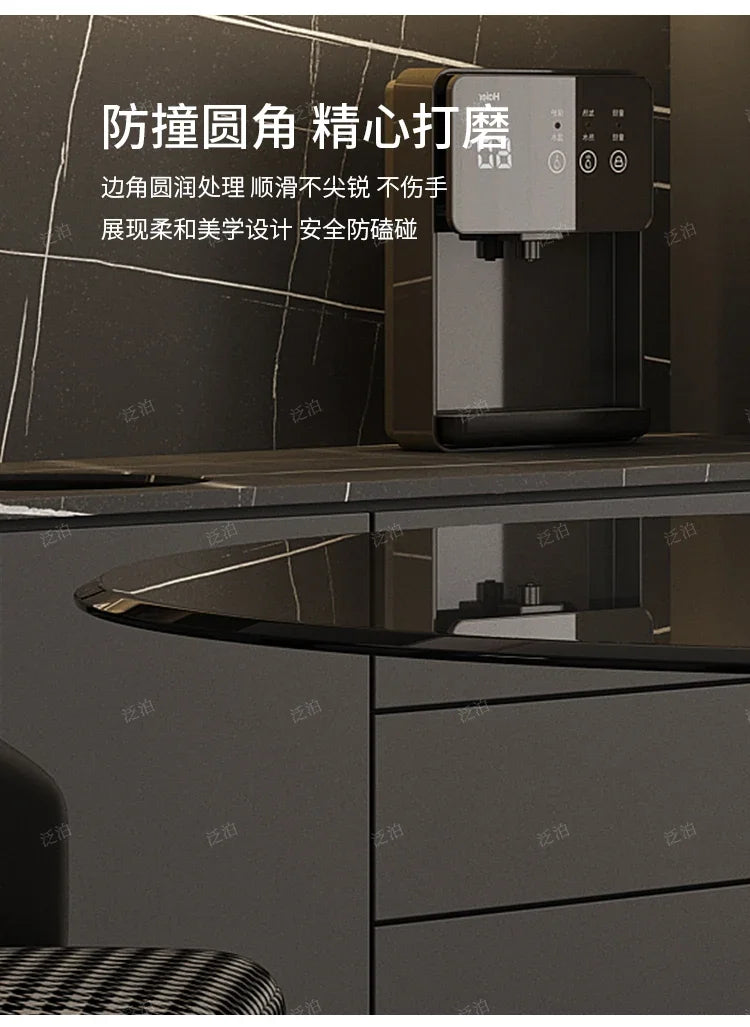 YJ Tempered glass negotiation table Light luxury household small apartment dining table Modern simple round stainless steel