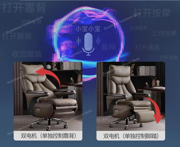 Smart Electric Executive Office Chair with Ventilation - Reclining Massage CEO Chair for Home Professional Use Furniture