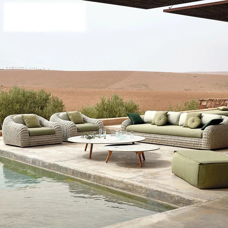 Outdoor rattan sofa combination hotel living room open-air bed and breakfast villa courtyard terrace garden leisure sofa
