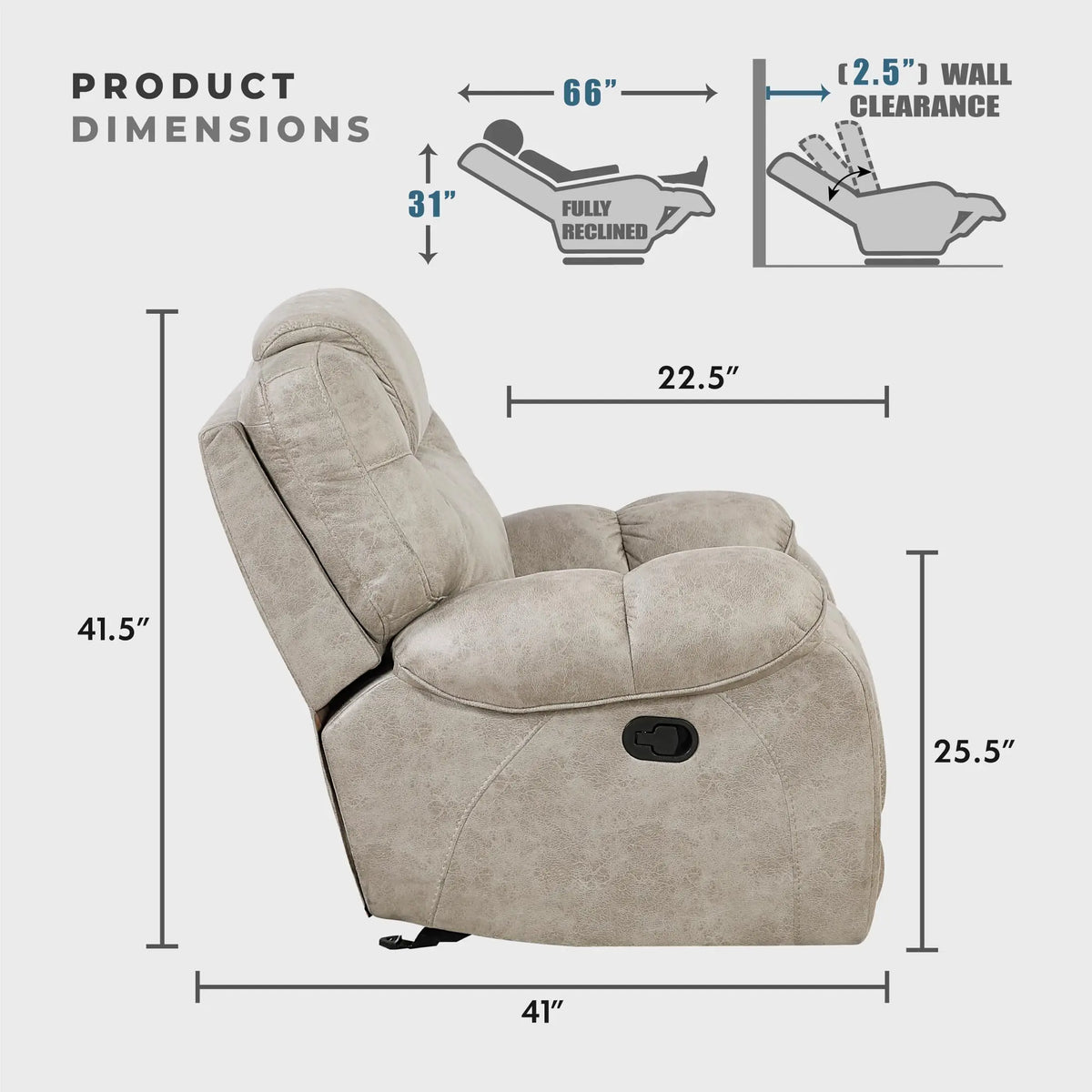#￥Custom Manual Double Reclining Loveseat Microfiber Wall Hugger Recliner Reclinable Chair with Center Console for Living Room