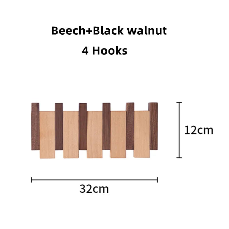 Beech and Walnut Coat Rack Wall Mounted Sticks Piano Clothes Rack Creative Hanging Doorway Entrance Cloak Rack Home Decor