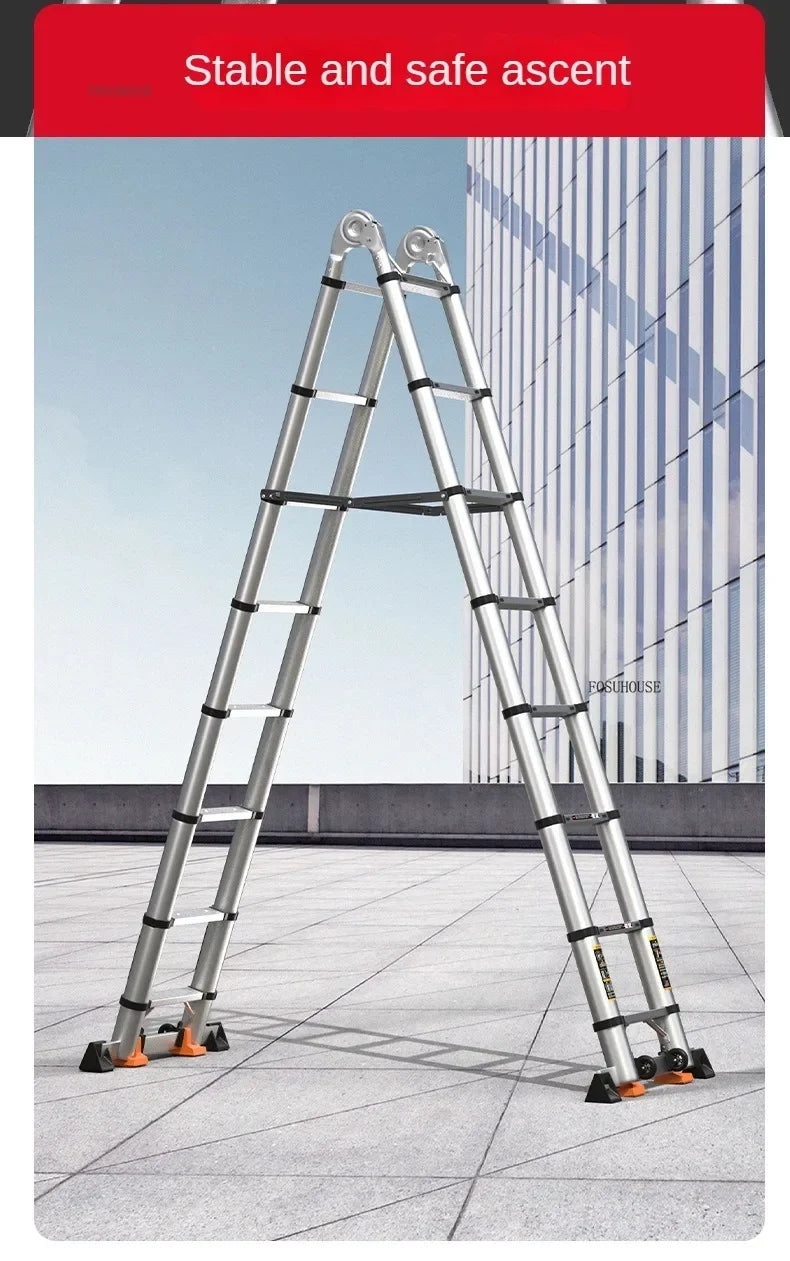 Folding Ladder for Construction Site Metal Telescopic Modern Thickened Ladders Creative Multifunctional Step Ladders for Home G