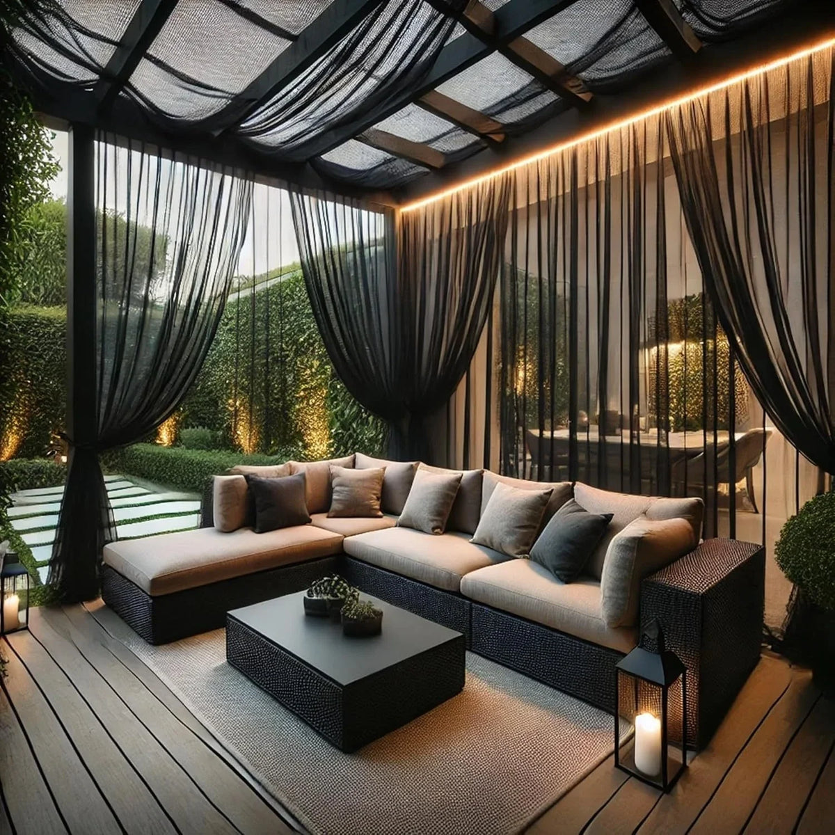 Outdoor Sheer Curtain Mosquito Net Mesh for Patio Balcony Garden Terrace Pergola Gazebo Sunroom Villa Privacy Curtain Multi Size
