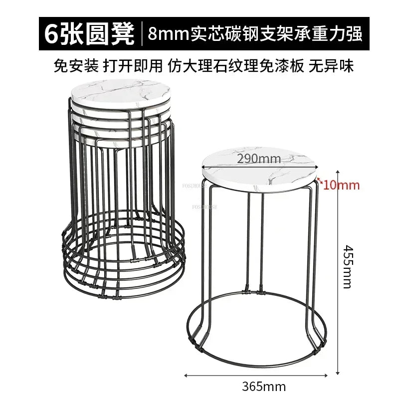 Home Folding Dining Table Set with Chairs Mobile Round Furniture Modern Kitchen Living Room Light Luxury Simple Portable