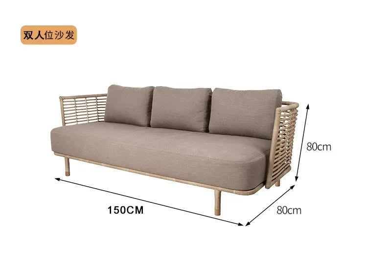 Outdoor rattan sofa, courtyard leisure, outdoor balcony, rattan chair, sun protection and waterproof combination furniture