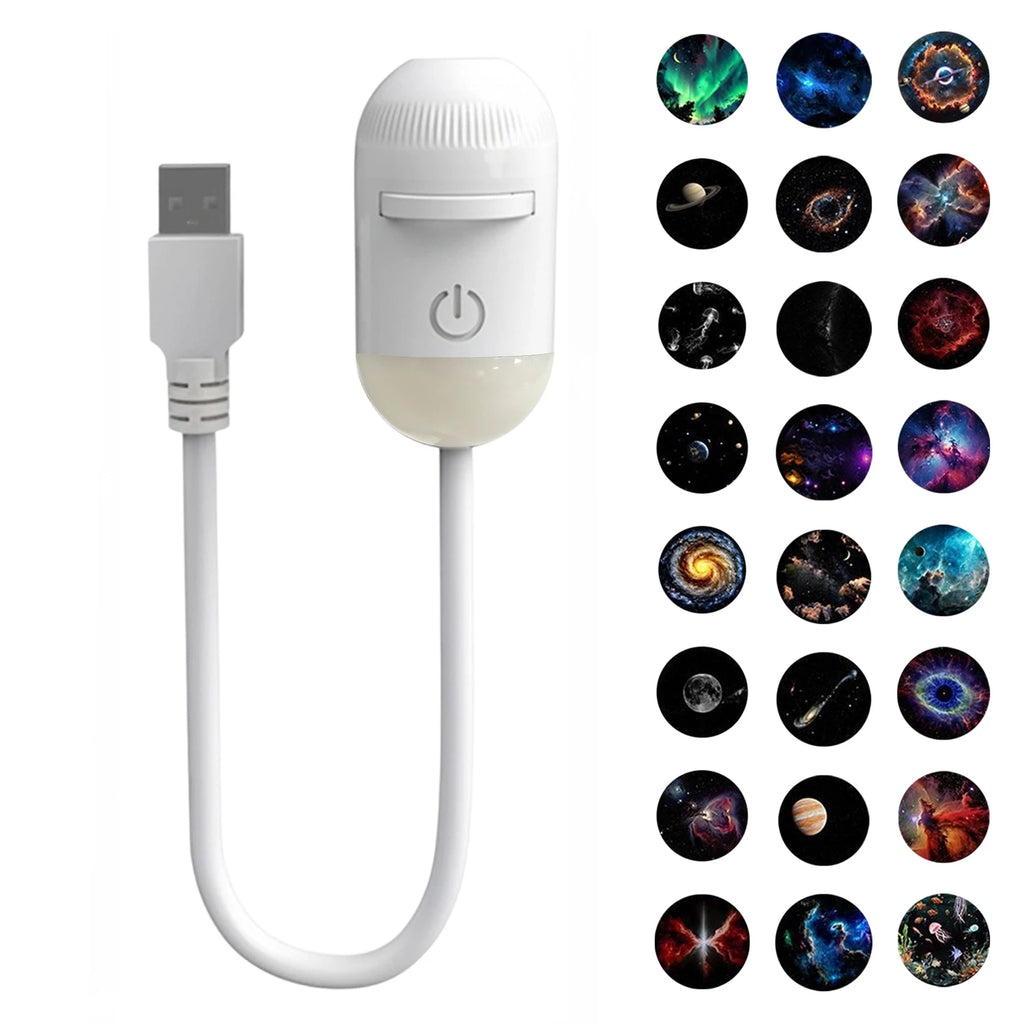 USB Starry Sky Projector Night Light 360° Bendable HD Galaxy Moon Planet Projection Lamp Plug Play Car Bedroom Projector Lamp