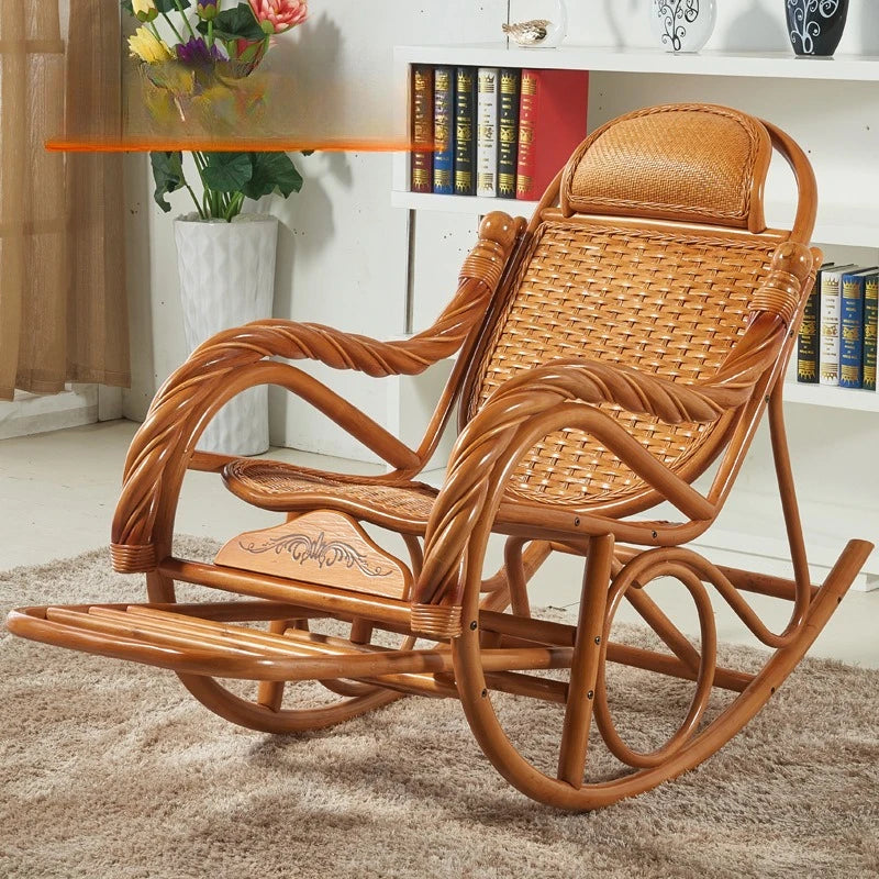 Rattan chair, rocking chair for the elderly, rocking chair for the lazy on the balcony, reclining chair, nap chair