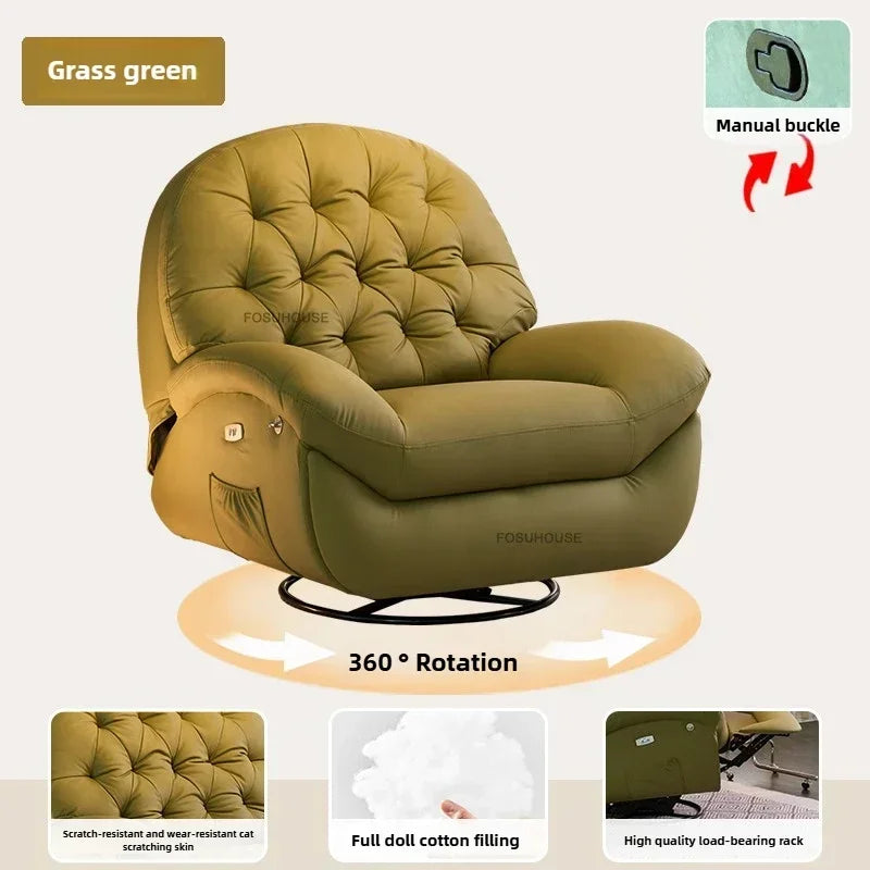 Modern Fabric Living Room Sofas Designer Living Room Furniture Leisure Lazy Sofa Bed Rocking Chair Nordic Home Rotating Recliner