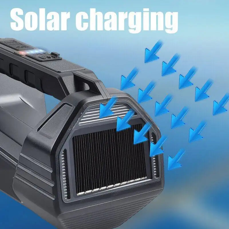 Portable Solar Powered Flashlight Ultra-Bright Home Use Spotlight Outdoor Long Battery Life High Power Strong Light Flashlight