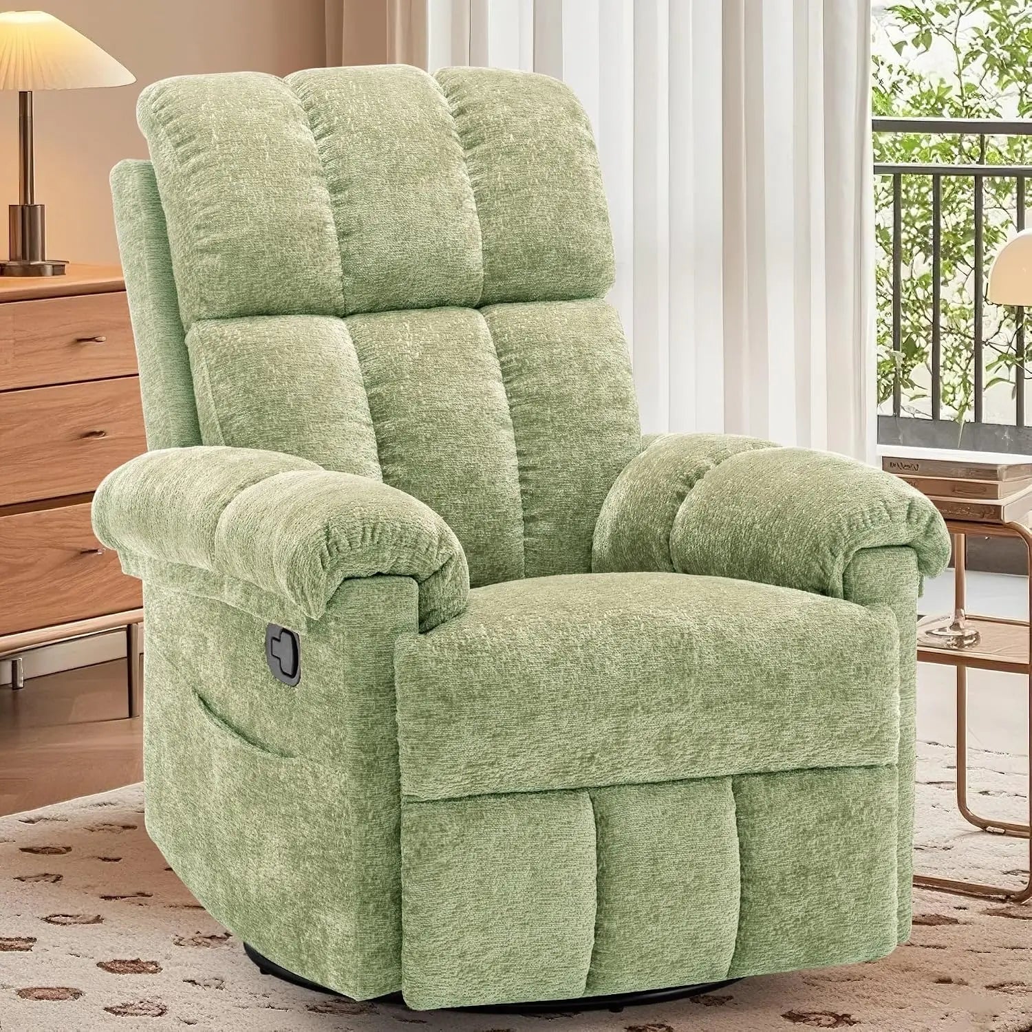 Manual Upholstered Swivel Rocker Recliner,Compact Small Space Reclining Chair For Adults, Custom
