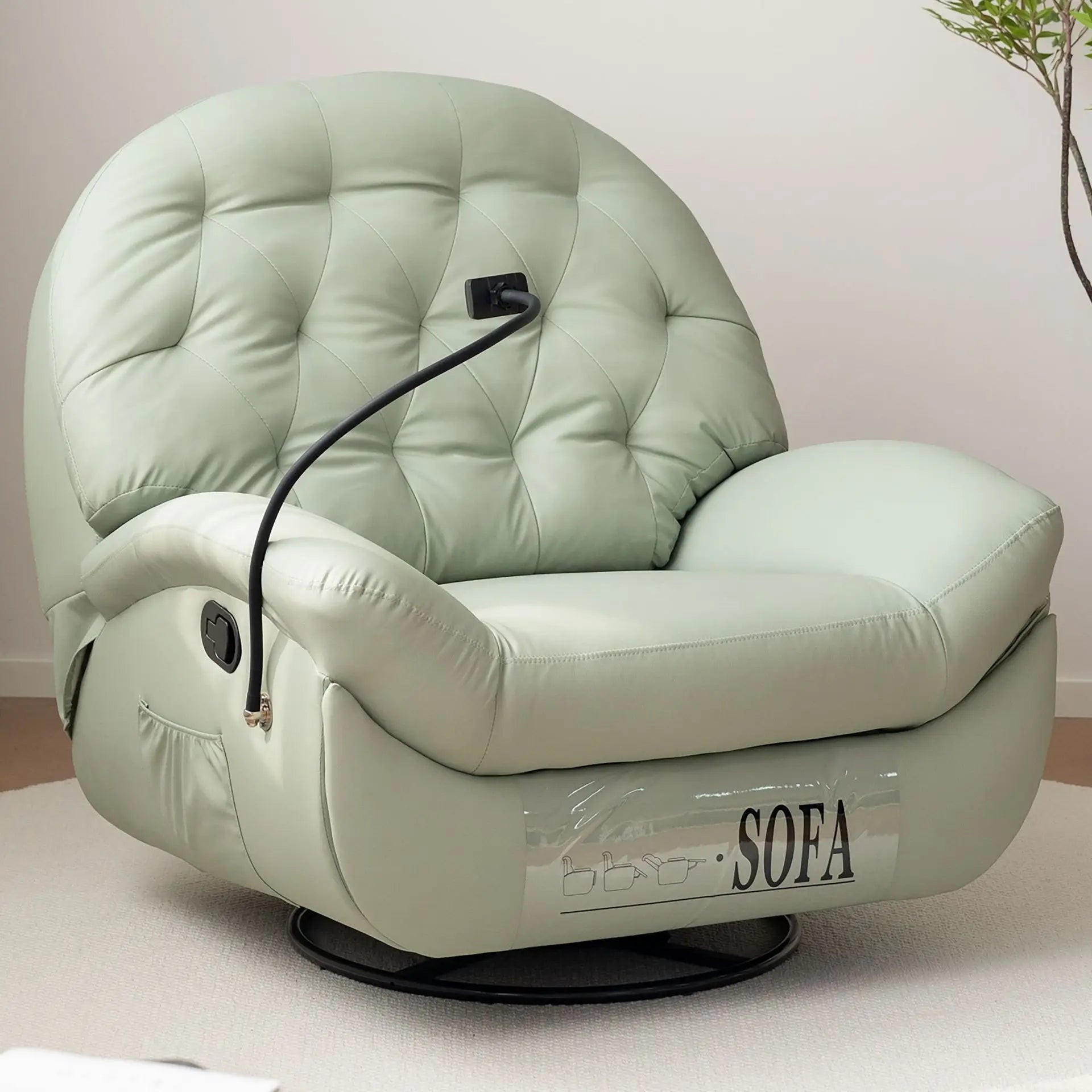 Modern Design Leather Massage Lounge Chair Retractable Frame Living Room Furniture Set Fabric Lounge Chair Sofa