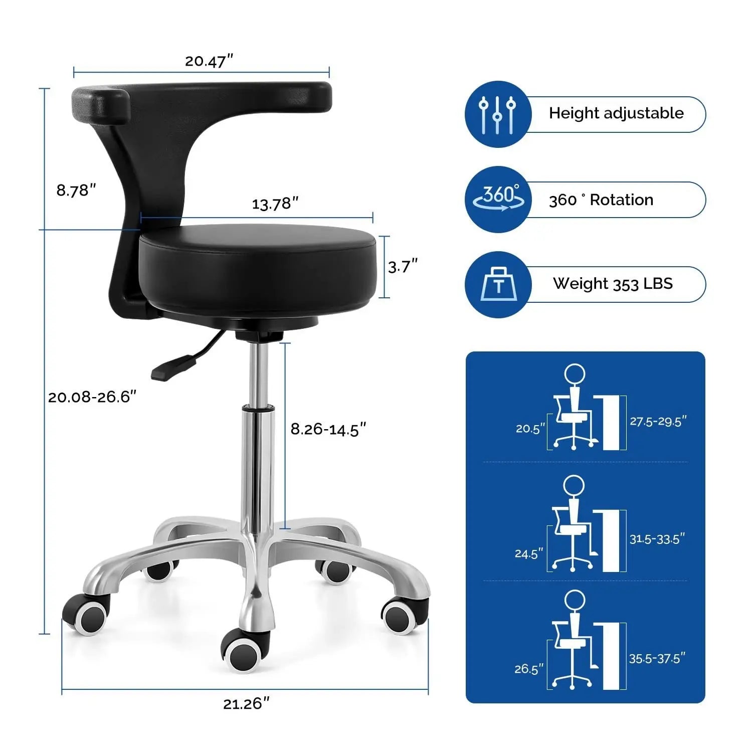 Height Adjustable Dental Chair for Doctor Assistant Dental Chair Ergonomic Stool Office Furniture Chair Hospital Equipment